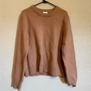 H&M Brown Crew Neck Sweater with Ribbed Detailing